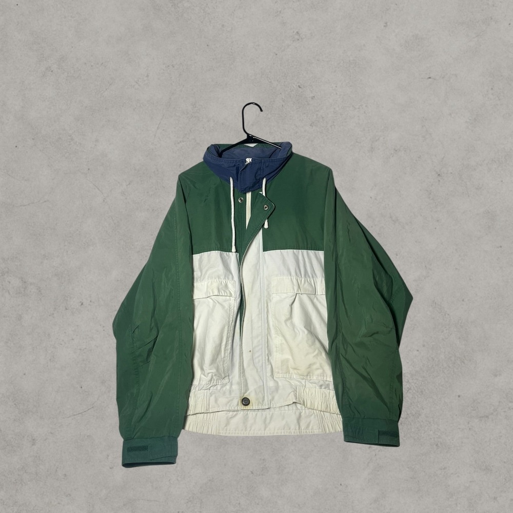Vintage Nautica Colorblock Windbreaker Jacket Green White Navy Mens Medium 90s